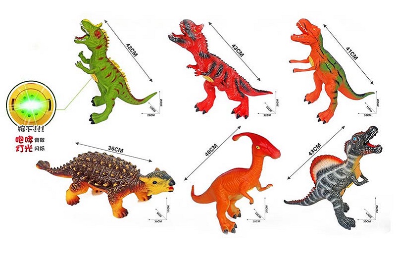 Тварини арт. 4460-12 (60шт/2) динозавр, 6 видів мікс, звук, гума з силіконовою ватою/наповнювачем, с