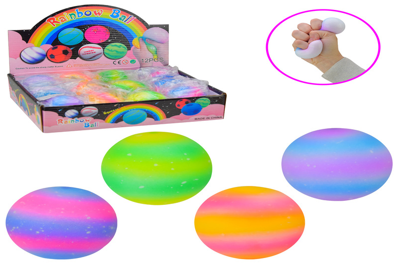 Антистрес м'ялка арт. C53874УПАК12ШТ (288шт) райдужна куля 12шт дисплей бокс.