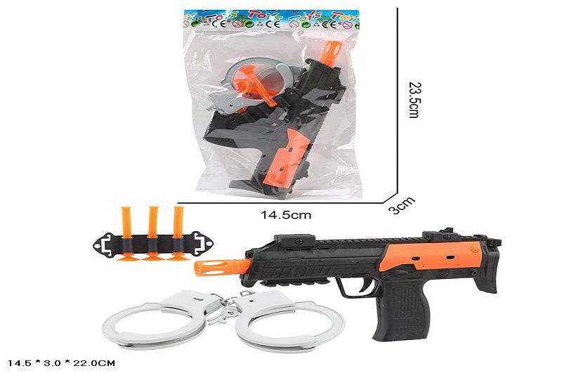 Поліцейський набір арт. 34P54A (336шт/2)пістолет,наручники, знаряди на присосках, пакет 14,5*23,5см