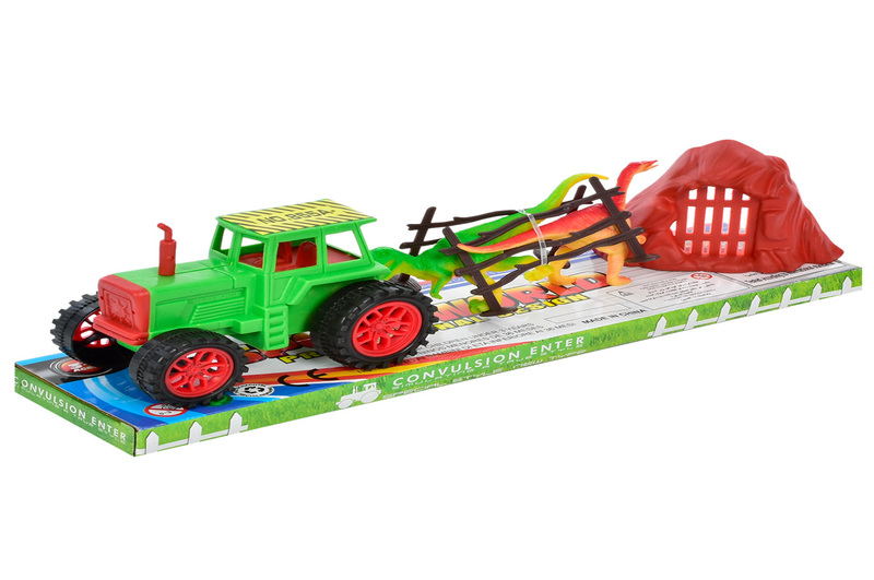 Трактор 855A-34 (96шт) інерція, 27см, динозаври 2шт, в слюді 32-10-8,5см