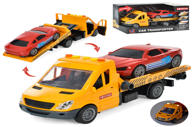 Трейлер арт. 666-66P (24шт) батар.,звук., двері відкр., машинка набор,короб. 29,5*9,3*12см