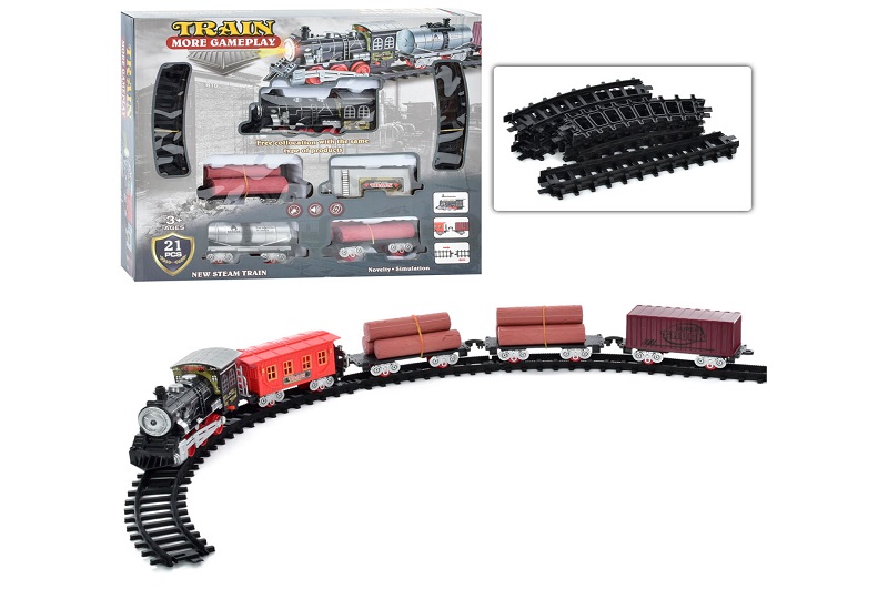 ЗД B0314-1-2 (18шт) 66см і 110см, локомотив, вагон 4шт, звук, світло, 2види, бат., в кор-ці, 41-36-6