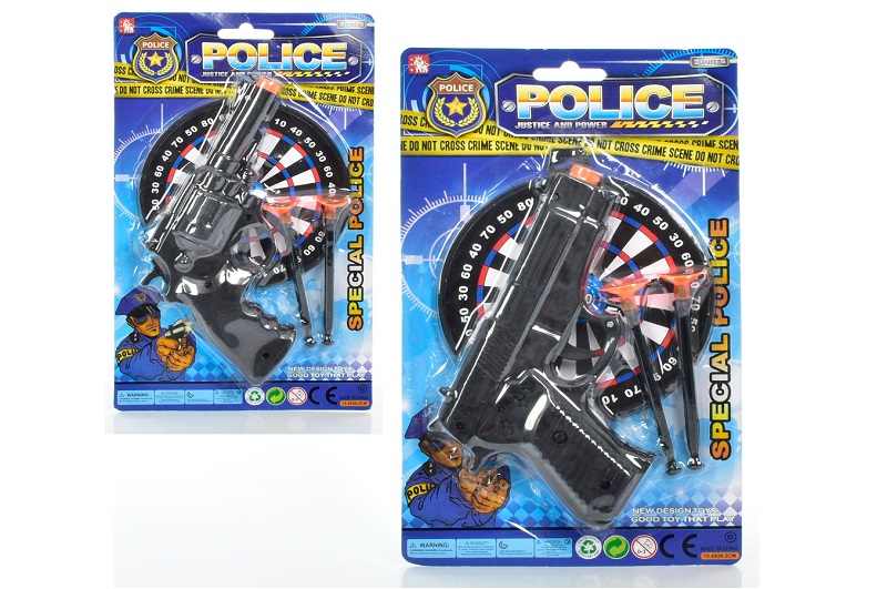 Пістолет 02-2 (288шт) 19 см, мішень, кулі-присоски 2шт, 2 види, на листі 26-26-15см