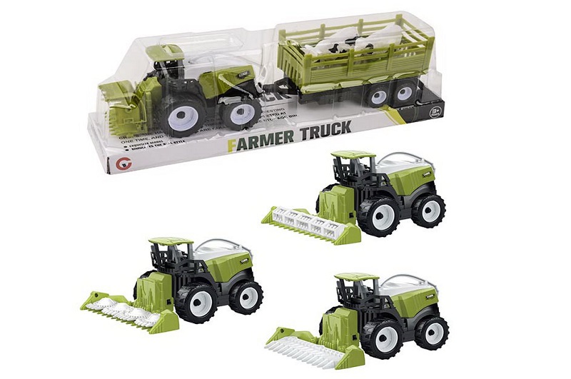 Комбайн арт 9970-2B (120шт/2) з причепом, у комплекті 2 фігурки тварини, 3 вида мікс, у слюді 34*8*1