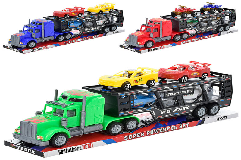 Трейлер 780-13-781-15 (48шт) 38см,інерція, 2види(машинки,квадроцикл),мікс кольорів,в слюді,40-8-13см