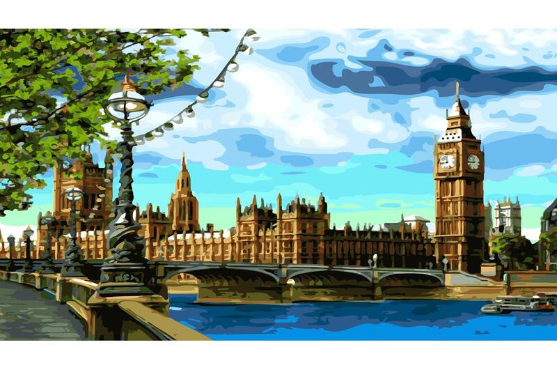 Картина по номерах Велич Лондону SY6631 Strateg з лаком та рівнем розміром 40х50 см