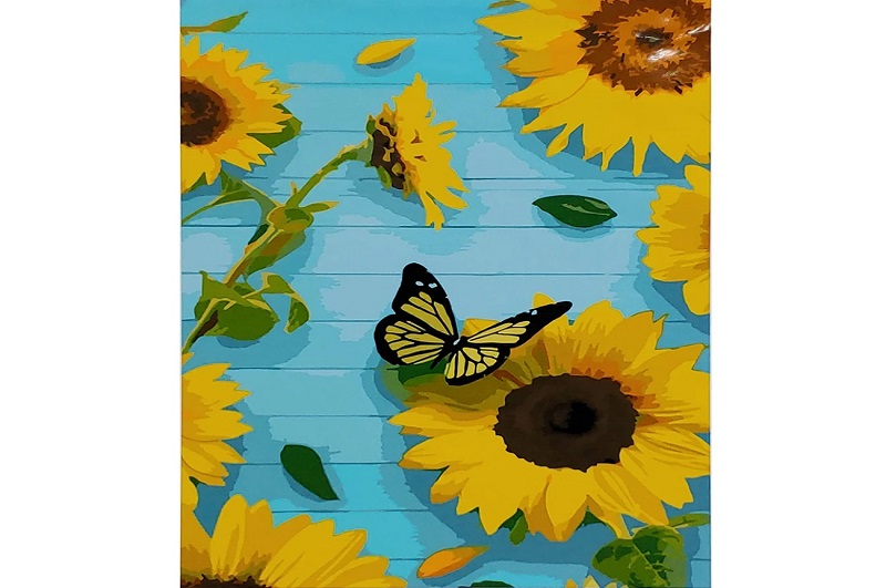 Картина по номерах Літні соняшники SY6839 Strateg з лаком та рівнем розміром 40х50 см