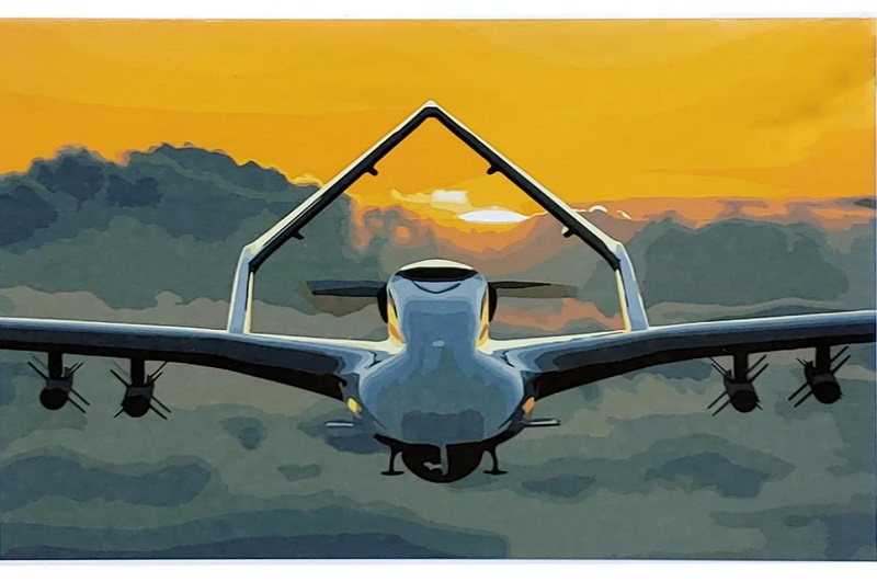 Картина по номерах Байрактар на заході сонця SY6937 Strateg розміром 40х50 см