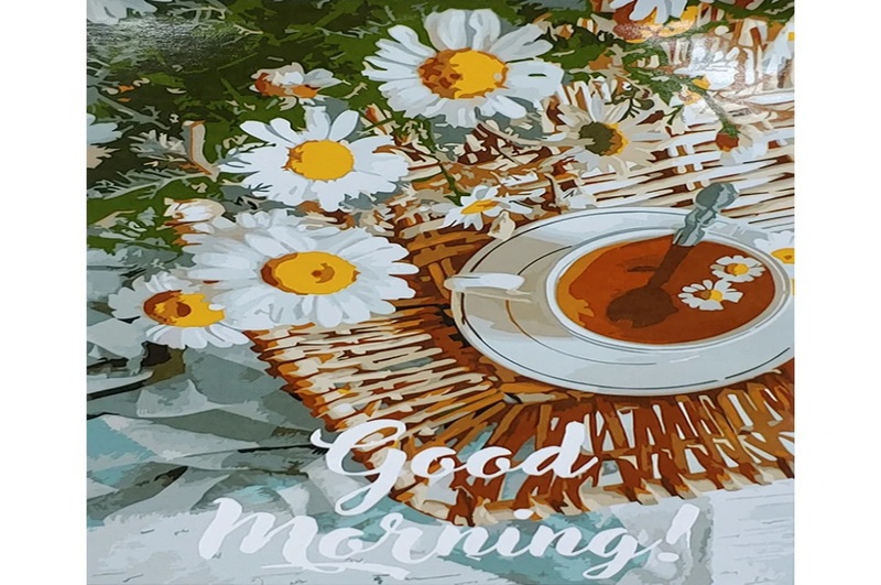 Картина по номерах Ромашковий чай SY6868 Strateg з лаком та рівнем розміром 40х50 см