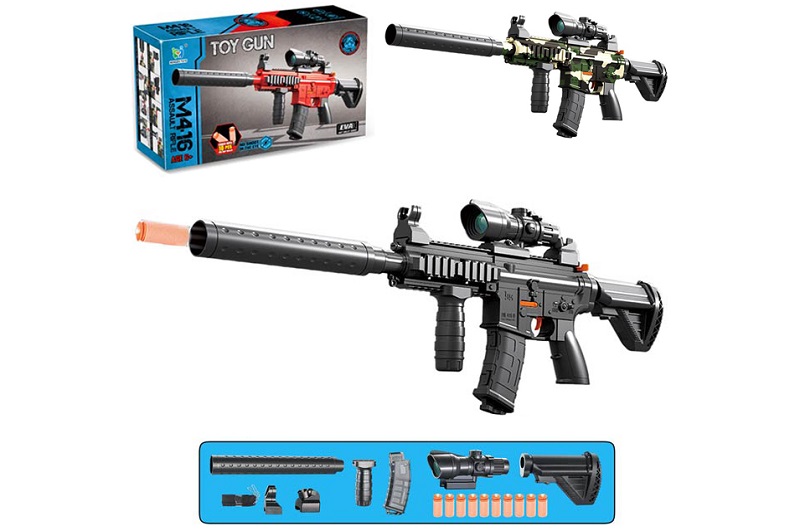 Автомат 903-903B (24шт) 61см, м'які кулі присоски 10шт, 2 кольори, в кор-ці, 34-19-6см