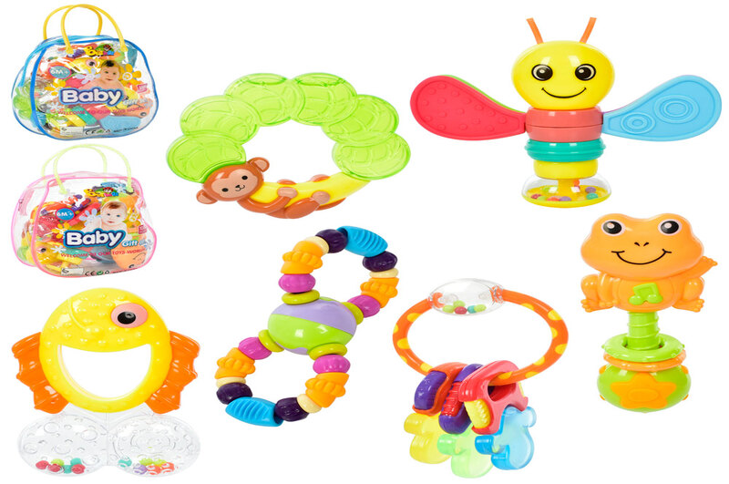 Брязкальце 6616 (36шт) прорізувач, гризун, від 12см, 6шт, 2 кольори, в сумці, 25-18-6см