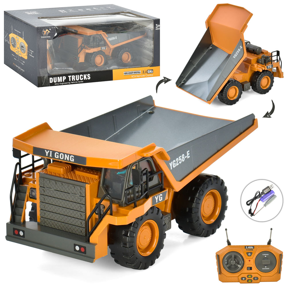 Самоскид BC1041 (8шт) р/к,2.4G, акум.,USBзарядка,мет,звук,світло,рухливі дет.,в кор-ці,35-16,5-15см