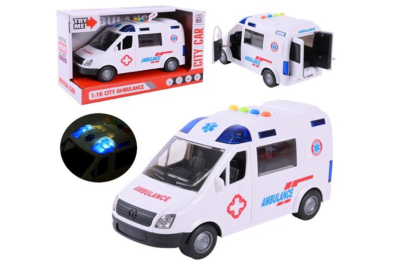 Машина  арт. ZY221A (48шт/2)  батар. Швидка допомога, світло,звук,двері відчиняються, короб. 26*11,5