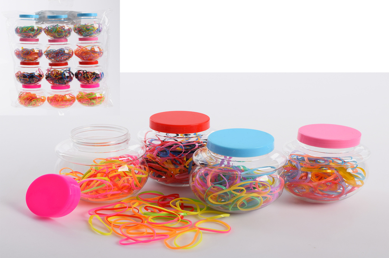 Набір для плетіння браслетів 103-XYG (720шт) резиночки, в колбі, 12 шт (4 кольори) в кульку, 20-27-6