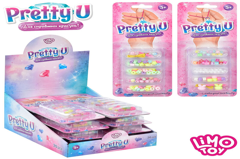 Бісер M 4985 UAУПАК20шт (240шт) намистини, підвіски, нитки, на аркуші, мікс видів, 20шт в диспл, 27-