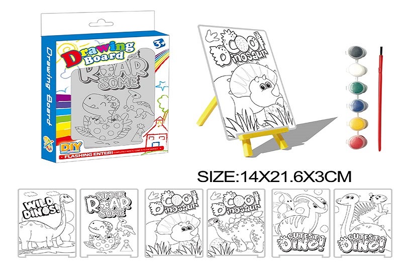 Набір для малювання арт. 3Q-061 (3Q-061-KI) (192шт/2) 4 картинки, мольберт, фарби, кисть, короб.14*2