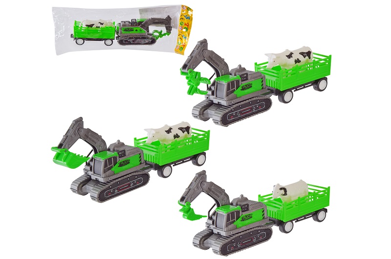 Екскаватор арт. 268-16 (360шт/2)    3 вида, з причепом і твариною, пакет 25,4,5*6см