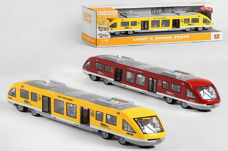 Потяг WY 920 AB (18) Швидкісний експрес", 2 кольори, підсвічування, звук, відкриваються двері, інер"