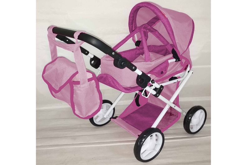 Коляска для ляльки CARRELLO UNICO 9346 ROSE з сумкою метал.кор.45*15*36,5 /1/