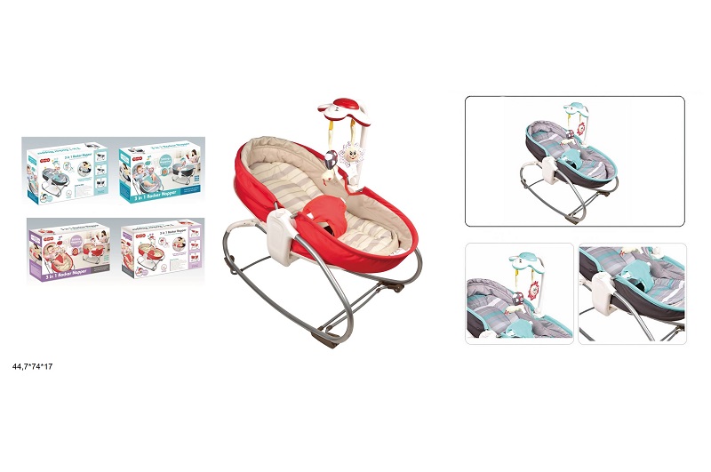 Дитячий шезлонг-люлька 68148/68149 3в1 0-18кг вібрац.2кол.кор.75*12*41 /4/