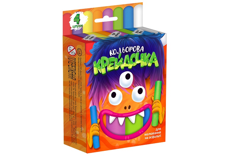 Крейда кольорова серії Крейдочка великі 4 кольори КRD-02-03U  (36)