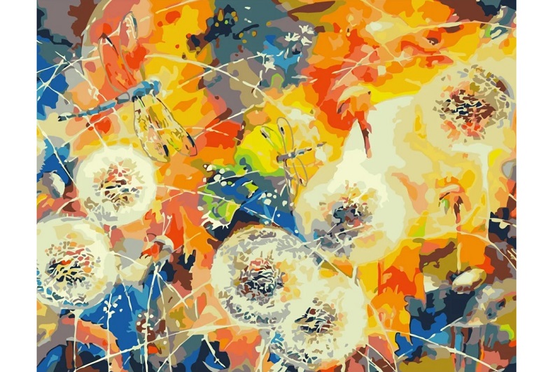 Картина по номерах Кульбаби в абстракції Strateg розміром 40х50 см (GS330) БЕЗ ЛАКУ