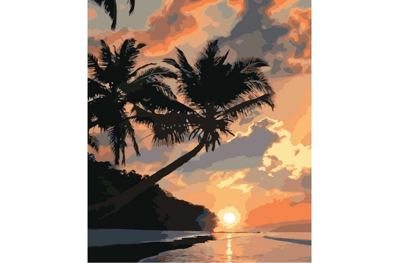 Картина по номерах Захід сонця на острові Strateg розміром 40х50 см (GS485) БЕЗ ЛАКУ