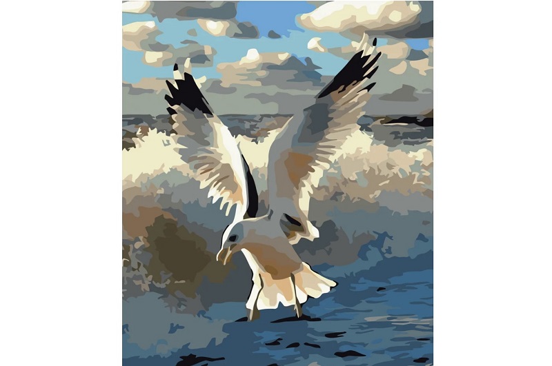 Картина по номерах Чайка на морі Strateg розміром 40х50 см (GS535) БЕЗ ЛАКУ