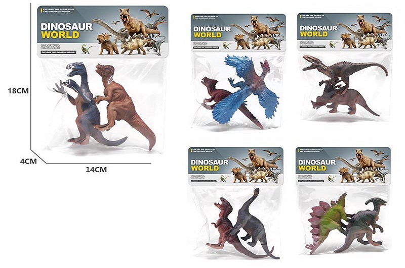 Тварини арт. KL-135 (336шт/2)динозаври, 5 видів мікс, по 2 шт пакет. 18*14*4см