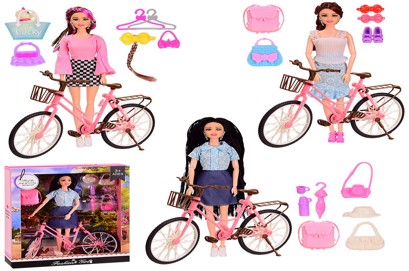 Лялька типу Барбі" арт. HX2099A (48шт / 2) 3 види, велосипед, сумка, вихованець, короб. 26*8*33 см"