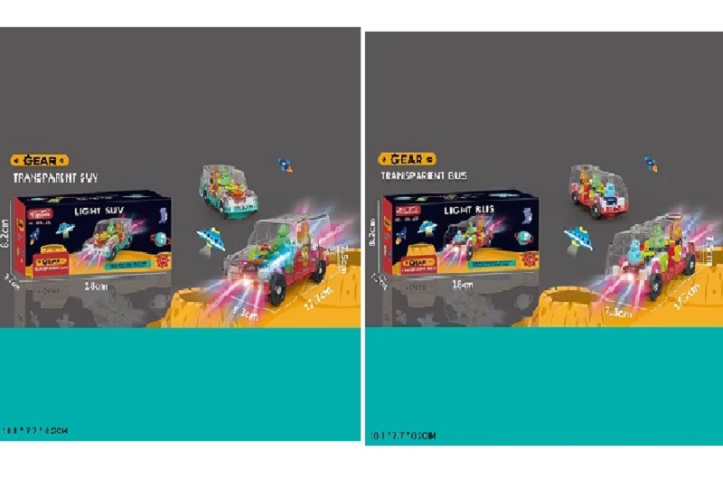 Машинка муз. арт. 035-A26/A27 (120шт/2) прозорий корпус,кольорові внутрішні деталі,2 кольори мікс, к