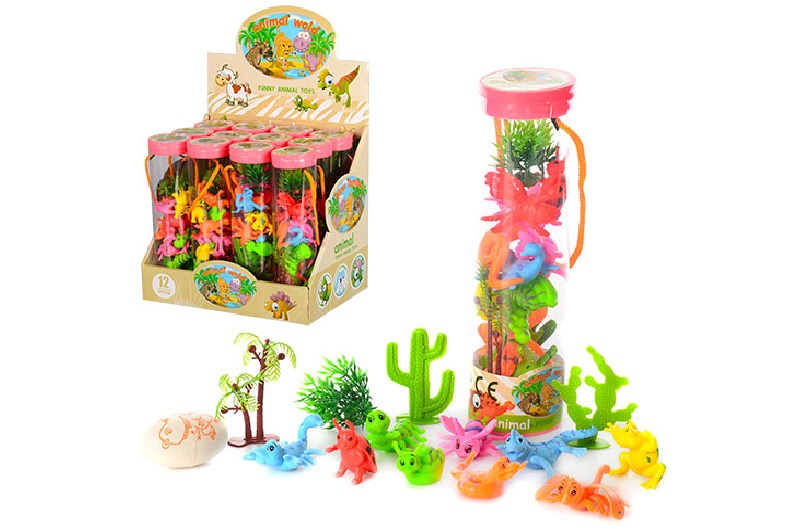 Тварини 3801 (288шт) у колбі, 5-5-20см, 5 видів,12шт у дисплеї, 22-20,5-16см