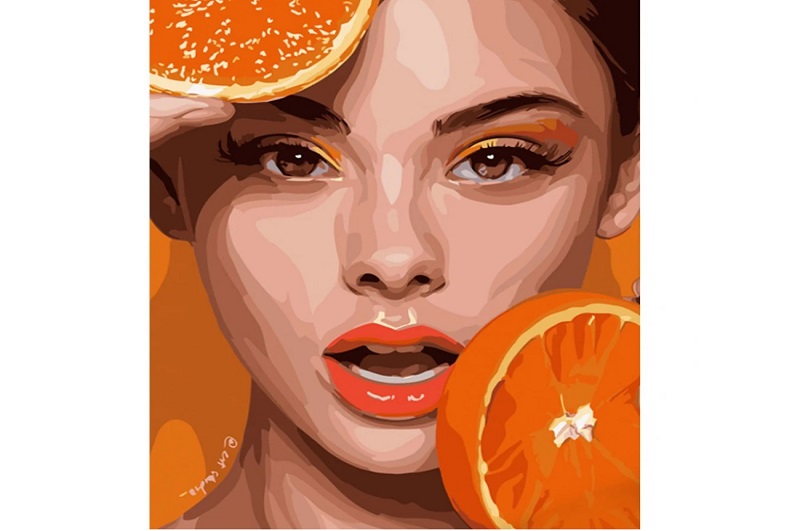 Картина по номерах Апельсиновий портрет Strateg розміром 40х50 см (GS552) БЕЗ ЛАКУ