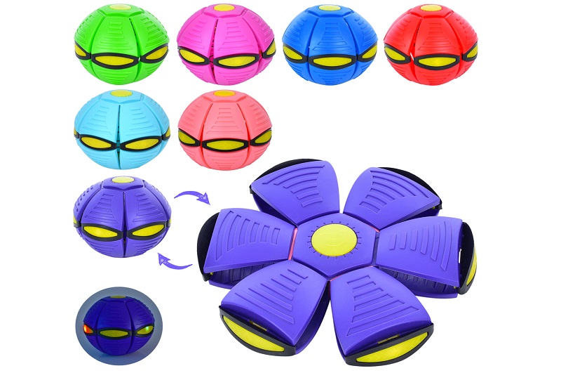 Літаюча тарілка MR 1002-3 (60шт)трансформер 22,5 см, м'яч, 4кол, світло, на бат (таб), в кульку 27-2