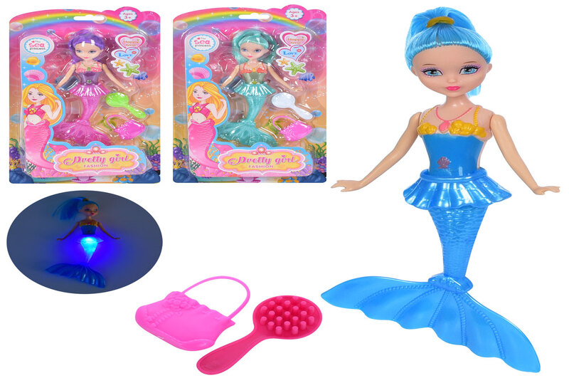 Лялька C970-1-1 (144шт) русалонька 20см,гребінець,сумака,3 види, на листі 30-16,5-2,5см