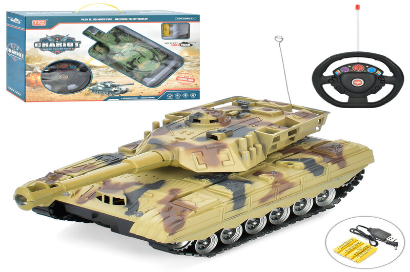 Танк 3307AB (12шт) Р/К, 25,5см, звук, світло, 2 види, акум, USB-зарядне, в кор-ці, 39,5-28,5-11см