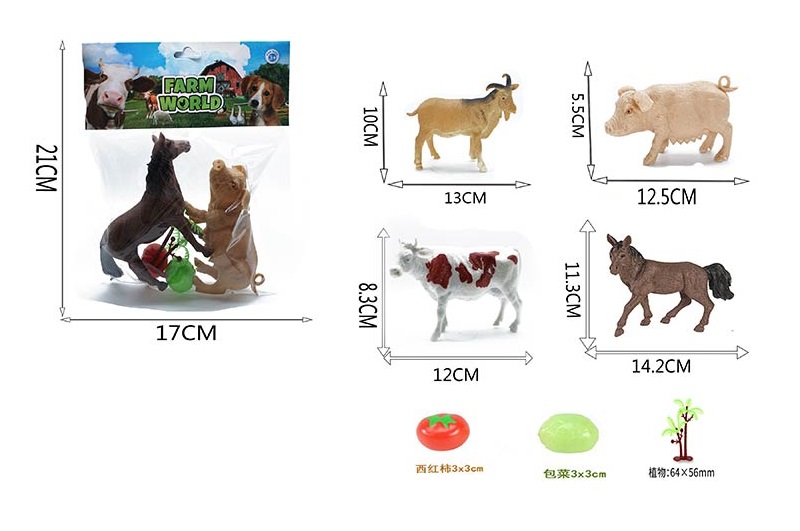 Тварини арт. 1369D-2 (168шт/2)домашні Іграшковий набір тварин, 2 види мікс, 2 шт  пакет. 21*17см