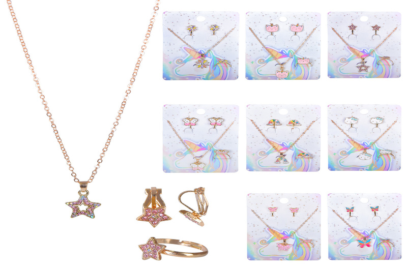 Біжутерія арт. B4316 (200шт) 3в1 сережки, кільце, підвіска, мікс видів, планшет. 8*10*0,5см