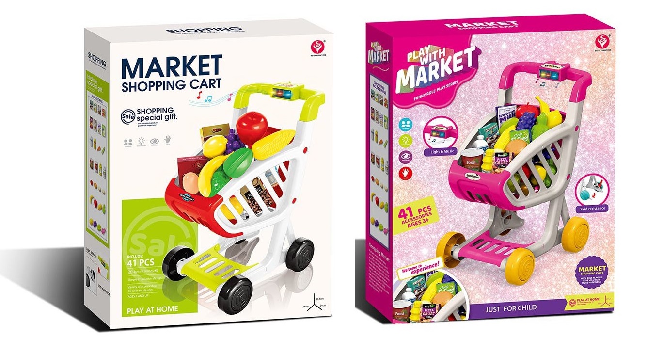 Супермаркет арт. 922-156/157 (18шт/2)  батар. мікс 2 види, світло, звук, візочок, продукти короб. 38