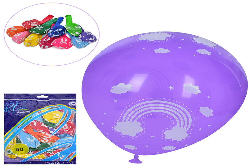 Кульки надувні MK 1039-16 (50шт) 12 дюймів, принт, мікс кольорів, 50 шт в пакеті