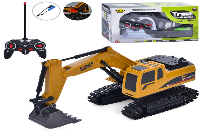 Екскаватор 3007-2-3008-7 (12шт) р/к, 28см, акум, USB-зарядне, світло, рухомі деталі, 2 кольори, в ко
