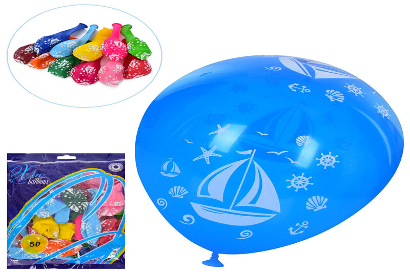 Кульки надувні MK 1039-15 (50шт) 12 дюймів, принт, мікс кольорів, 50 шт в пакеті