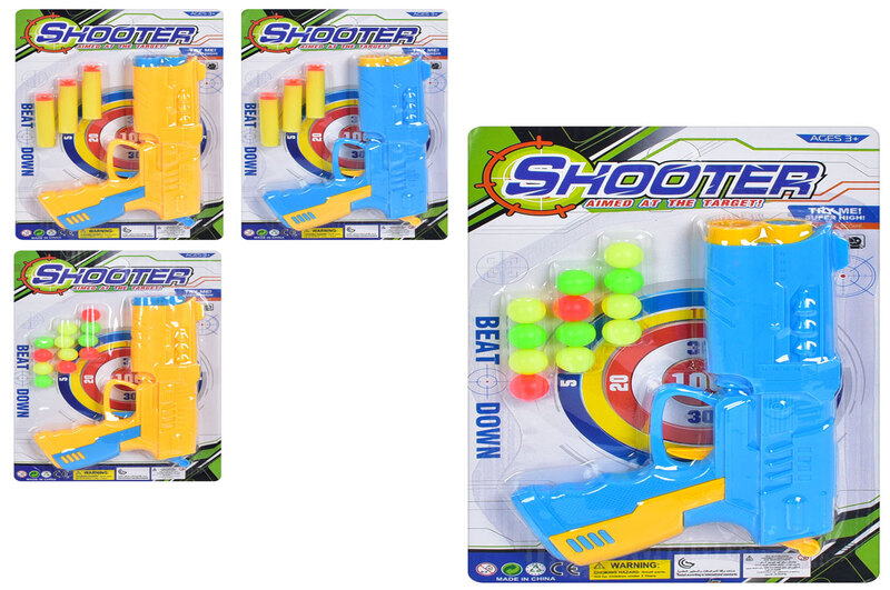 Пістолет 811-16-17 (196шт) 20см, кулі-присоски 3шт, кулі 12шт, 2 види (2 кольори), на листі, 16-27-3