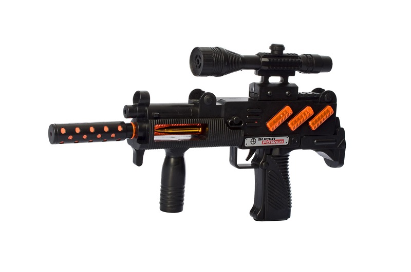 Автомат 6631-3 (48шт) 37,5см, звук, світло, рухоме дуло, бат, в пакеті, 21-29-5см