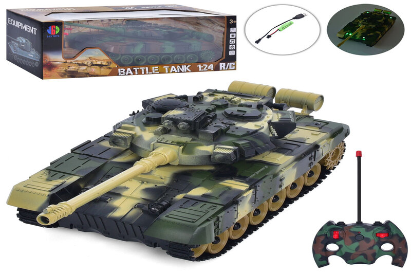 Танк 163-E8302A (16шт) 31см, р/к, 1:24, акум, USB-зарядне, звук, світло, 2 кольори, в кор-ці, 39-15-