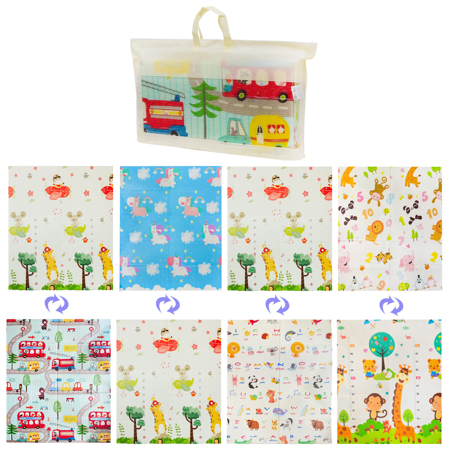 Килимок термо двохстор. арт. K6602 (20шт)складний, матеріал XPE, 4 види 150*180*0,8см,  у сумці