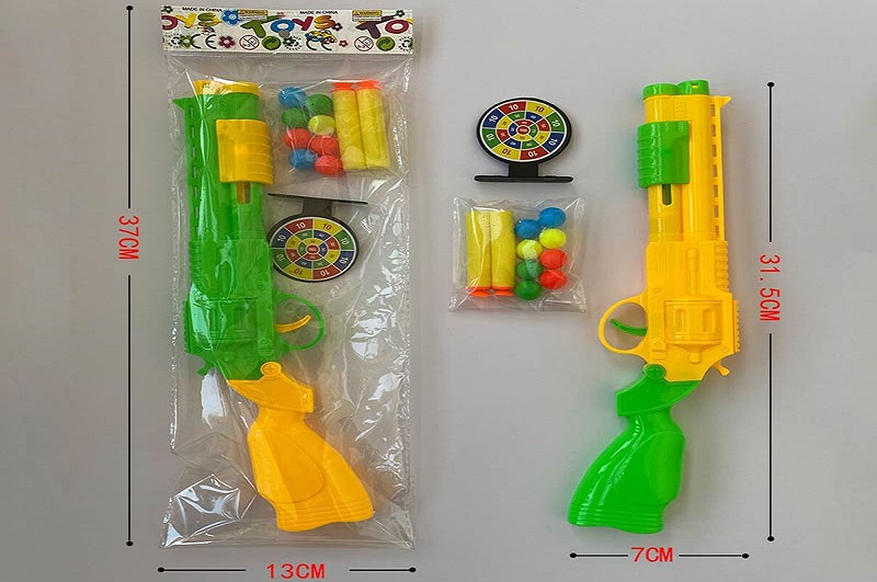 Пістолет арт. 233-23 (504шт/2) 2 поролонові снаряди, кульки, мішень, пакет 37*17см