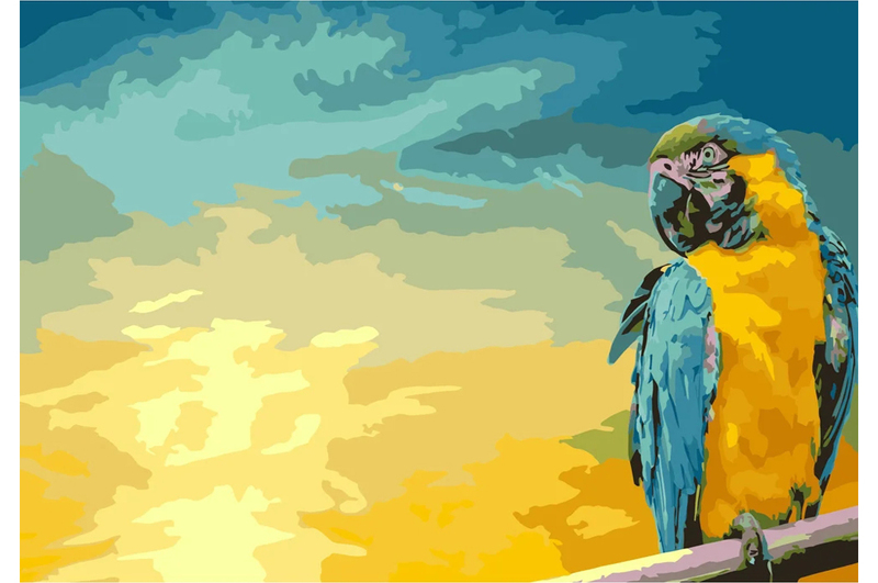 Картина по номерах Синьо-жовтий папуга Strateg розміром 40х50 см (GS246)