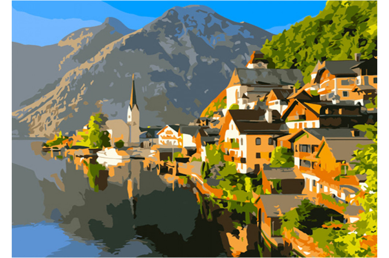 Картина  по номерах Гірське містечко Strateg розміром 40х50 см (GS1185)