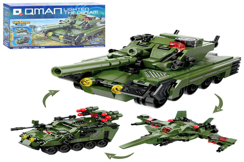 Конструктор Qman 42112 (32шт) 3в1 (військова техніка), 329 деталей., в кор-ці, 31,5-19-5см